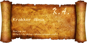 Krakker Absa névjegykártya